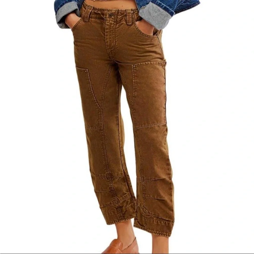 Free People Supersonic Slim Pant in Breen Brown